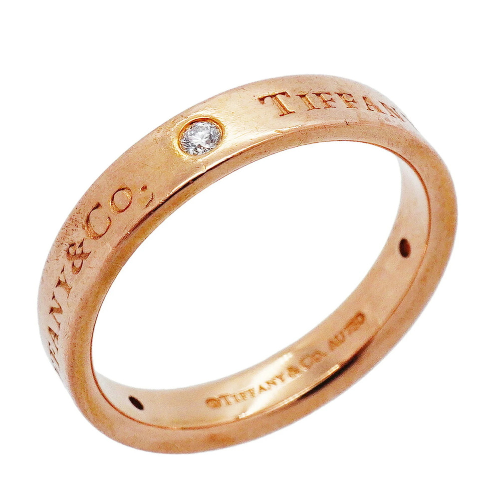 Tiffany & Co. Flat Band Ring, 18K Pink Gold, Diamond, Size 15.5 (Men's)